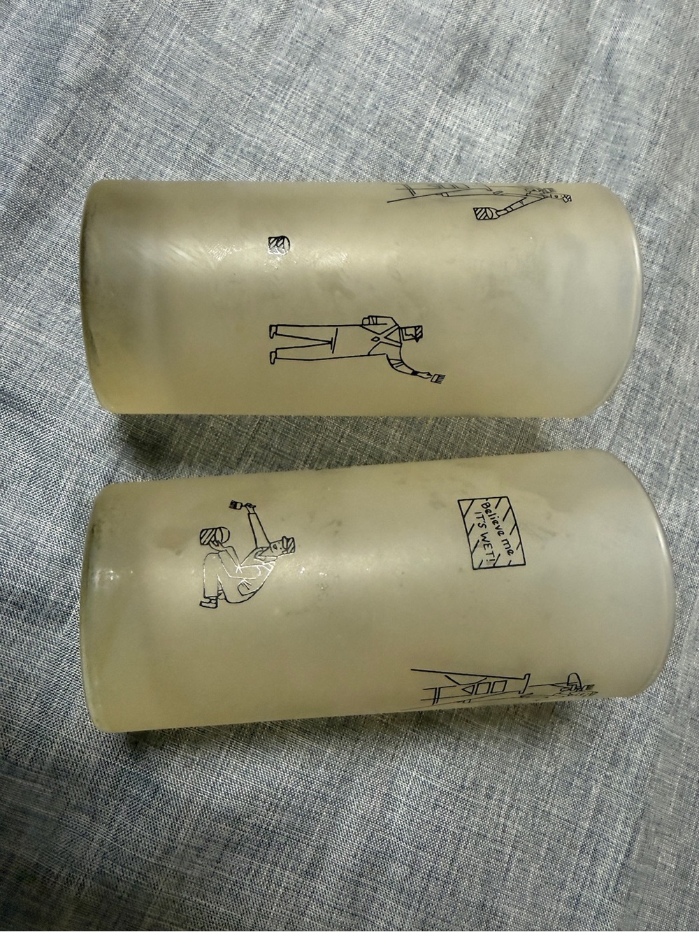Vintage Frosted Glass Tumblers Set of 2 Mid Century Barware